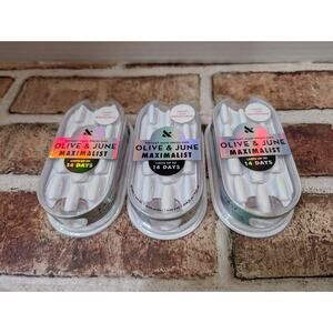 3 x Olive & June Instant Mani Press-On Nails Maximalist Long Iridescent Chrome